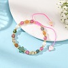 Natural Mixed Gemstone Faceted Cube Braided Bead Bracelets BJEW-JB14379-6