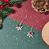 Christmas Snowflake Alloy Dangle Earrings with Glass Beads EJEW-TA00077-2