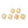 Natural Citrine Square Stud Earrings with Plastic Pearl Beaded EJEW-E599-03G-03-2