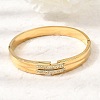 304 Stainless Steel Crystal Rhinestone Hinged Cuff Bangles for Women SA-CBAF851-08G-1