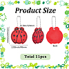11Pcs PVC Plastic Ladybug Pendant Decorations HJEW-SC0003-22-2