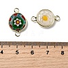 Handmade Millefiori Lampwork Flat Round Connector Charms LAMP-D002-02B-G-3