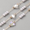 Brass Glass Butterfly and Plastic Imitation Pearl Beaded Chains CHC-TAC0011-03G-1