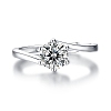 Rhodium Plated 925 Sterling Silver Moissanite Rhinestone Adjustable Rings for Women AJEW-U007-24P-2