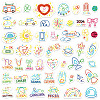 50Pcs Cartoon Stick Figure PVC Adhesive Waterproof Stickers PW-WGFC428-01-1