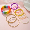 Alloy & Acrylic & Seed Beads Stretch Bracelets Sets PW-WG6490F-01-3