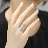 Non-Tarnish Adjustable 304 Stainless Steel Woven Web/Net with Feather Ring RJEW-F149-05P-4