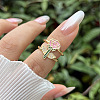 Brass Micro Pave Cubic Zirconia Cuff Open Rings for Women WG96D0D-01-1