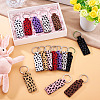 16Pcs 8 Colors Rectangle Leopard Pattern PU Leather Keychains KEYC-TA0001-38-4