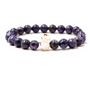 Natural Amethyst & Synthetic Turquoise Beads Stretch Bracelets for Men Women QO0012-10-1