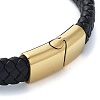 Men's Braided Black PU Leather Cord Bracelets BJEW-K243-66B-G-3