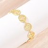 Flat Round with Saint Benedict Brass Link Chain for Women BJEW-K248-06A-G-3