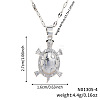 Brass Clear Cubic Zirconia Shiny Tortoise Pendant Dapped Chain Necklaces for Women NW3403-2-2