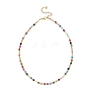 4MM Dyed Faceted Round Natural Agate Beaded Necklaces NJEW-JN05692-4