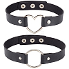 2Pcs 2 Styles Punk Rock Style PU Leather Necklaces NJEW-CL0001-27-1