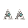 Synthetic Turquoise & Alloy Pendants PALLOY-H146-01AS-A-1