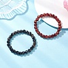 2Pcs Round Baking Paint Drawbench Style Glass Beaded Stretch Bracelet Sets BJEW-JB12652-2