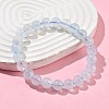 Natural Aquamarine Round Bead Stretch Bracelets for Men Women BJEW-U034-01C-02-3