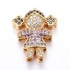Brass Micro Pave Cubic Zirconia Slide Charms ZIRC-G147-03A-NR-2