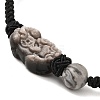 Natural Mixed Gemstone Pixiu Braided Bead Bracelet BJEW-K330-01-2