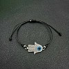 Alloy Rhinestone Hamsa Hand Bracelets YG3670-2-1