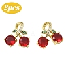 2Pcs Brass Micro Pave Cubic Zirconia Pendants KK-YW0003-22-1