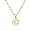 Alloy White Enamel Flat Round with Letter Pendant Necklaces FS-WG63565-08-1