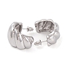 Twist C-Shaped Brass Half Hoop Stud Earrings for Women LS-EJEW-G391-17P-2