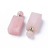 Faceted Natural Rose Quartz Openable Perfume Bottle Pendants G-P435-C-03P-1