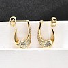 Brass Micro Pave Clear Cubic Zirconia Stud Earrings for Women EJEW-U056-04A-G-1