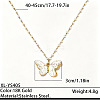 304 Stainless Steel Enamel White Pendant Imitation Pearl Beaded Chain Necklaces for Women WG574ED-02-1