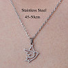 201 Stainless Steel Hollow Swallow Pendant Necklace NJEW-OY001-35-3