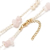 Natural Rose Quartz Chip Beaded Necklace for Girl Women NJEW-TA00016-02-6