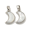 Rack Plating Brass Natural White Shell Pendants KK-U025-06P-01-1