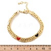 Brass Enamel Heart Links Bracelets for Women BJEW-B125-07G-5