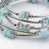 Natural Larimar Beaded Wrap Bracelets BJEW-JB02682-01-2