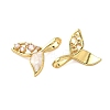 Brass Micro Pave Clear Cubic Zirconia Shell Pendants KK-B139-17G-01-2