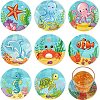 DIY Marine Animal Theme Diamond Painting Round Wood Cup Mat Kits DIY-H163-06-1