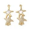 Brass Micro Pave Clear Cubic Zirconia Double Starfish Connector Charms X-KK-U070-08G-1