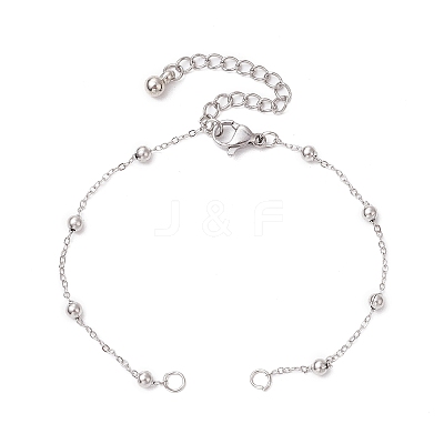 304 Stainless Steel Ball Link Chain Bracelet Making AJEW-JB01305-02-1