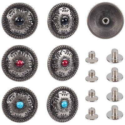 12 Sets 3 Colors Alloy Decorative Rivets BUTT-CP0001-07B-1
