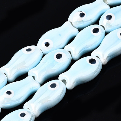Handmade Porcelain Ceramic Beads Strands PORC-T006-03O-1