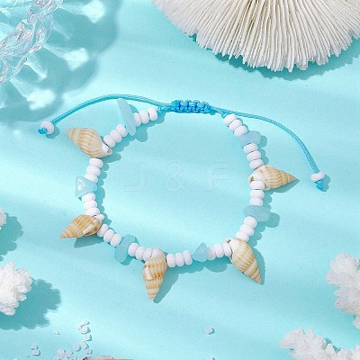 Dyed Natural White Jade Braided Bead Bracelets BJEW-JB10358-02-1