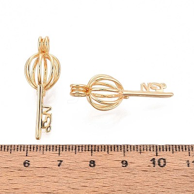 Brass Bead Cage Pendants KK-P115-07G-01-1
