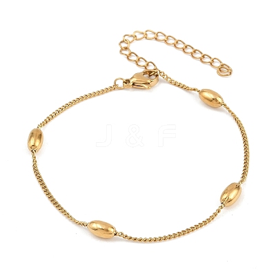 201 Stainless Steel Curb Chain Bracelets for Women BJEW-G767-01A-G-1