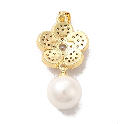 Rack Plating Brass Micro Pave Cubic Zirconia Pendant ZIRC-C002-03G-1