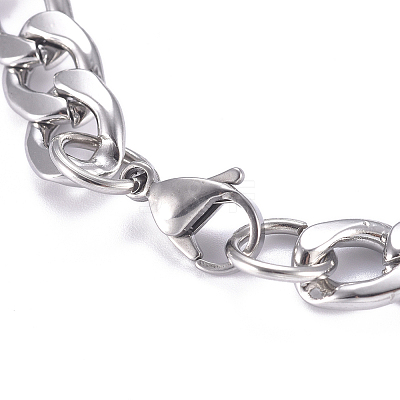 667 Stainless Steel Figaro Chain ID Bracelets BJEW-G631-03P-1-1