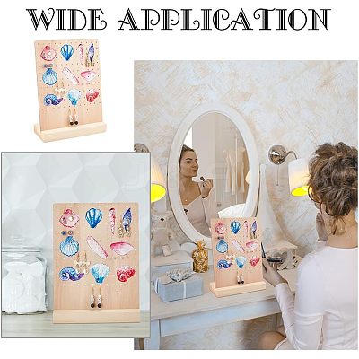 Ocean Them Printed Wooden Earring Display Stands EDIS-WH0006-51-1