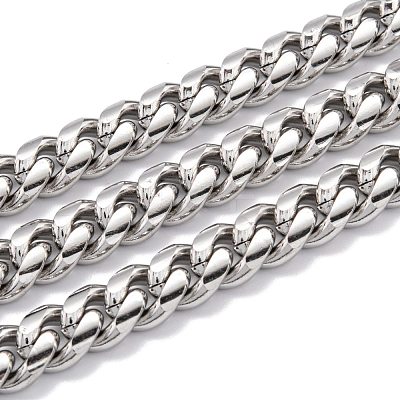 Tarnish Resistant 304 Stainless Steel Cuban Link Chain STAS-B019-02C-P-1