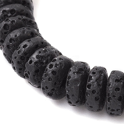 Dyed Natural Lava Rock & Pearl Beaded Stretch Bracelet BJEW-JB09724-1